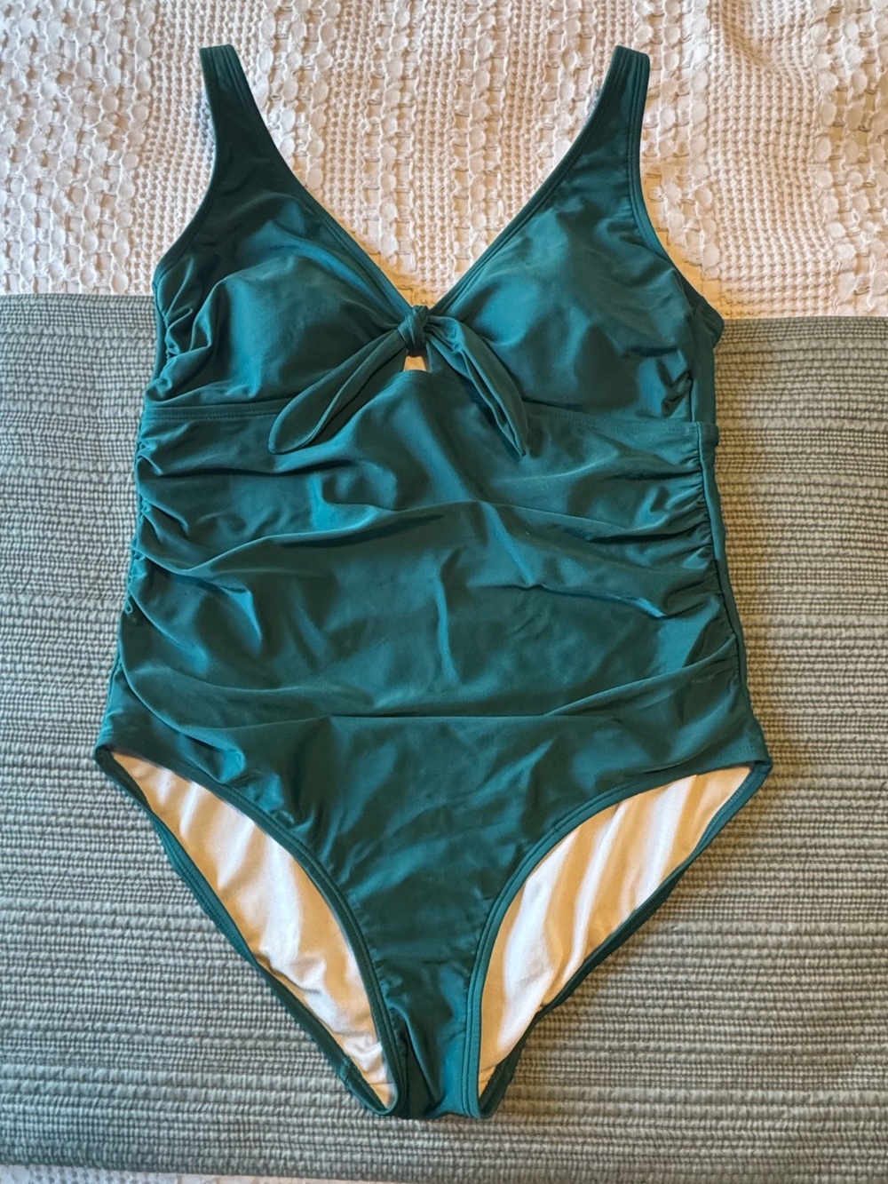 Kona Sol Deep Green Twist One-Piece Swimsuit